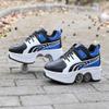 Double-Row Deform Wheel Automatic Walking Shoes Invisible Deformation Roller Skate 2 in 1 Removable Pulley Skates Skating Parkour (Blue Black, US 7.5) view 3