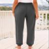 AUTOMET Womens High-Waisted Sweatpants with Pockets, Loose Lounge & Pajama Pants for Fall, Winter, Spring Yoga Travel Dark Grey L view 4