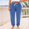 AUTOMET Womens High-Waisted Sweatpants with Pockets, Loose Lounge & Pajama Pants for Fall, Winter, Spring Yoga Travel Blue XL view 2