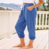 AUTOMET Womens High-Waisted Sweatpants with Pockets, Loose Lounge & Pajama Pants for Fall, Winter, Spring Yoga Travel Blue XL view 3