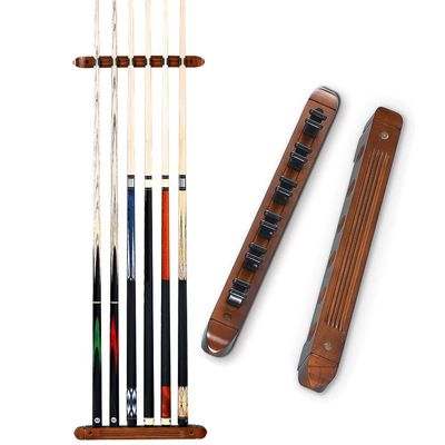 WZLL Billiard Cue Holder-Cue Rack Only, Holds 6 Cues Solid Wood Wall Mounted Pool Cue Rack for Billiards Table Accessory (Color : A, Size : 40x3.5x3.5cm)