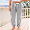 AUTOMET Womens High-Waisted Sweatpants with Pockets, Loose Lounge & Pajama Pants for Fall, Winter, Spring Yoga Travel Grey L view 2