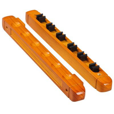 WZLL Wooden Billiard Cue Rack, Wall Mounted Pool Cue Clips Pool Cue Rack, Holds 6 Cues, Billiard Accessories for Schools, Homes, Clubs (Color : B, Size : 40x4x4cm)