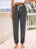 AUTOMET Womens High-Waisted Sweatpants with Pockets, Loose Lounge & Pajama Pants for Fall, Winter, Spring Yoga Travel Dark Grey M view 2