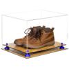 Better Display Cases Acrylic Extra Large Shoe Display Case for Basketball Shoe, Hightop, Soccer & Football Cleats with Clear Case, Dark Blue Risers and Wood Base -18 x 14 x 12 (A014/V60) view 2