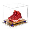 Better Display Cases Acrylic Extra Large Shoe Display Case for Basketball Shoe, Hightop, Soccer & Football Cleats with Clear Case, Dark Blue Risers and Wood Base -18 x 14 x 12 (A014/V60) view 3