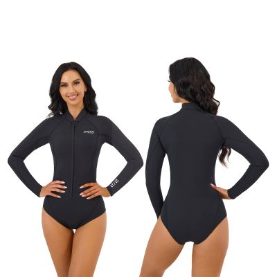 MWTA Wetsuit Women Shorty 2.0mm Neoprene Front Zipper for UV Protection Surfing Diving Snorkeling Kayaking BLK Size 4