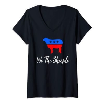 Womens We The Sheeple Funny Political V-Neck T-Shirt