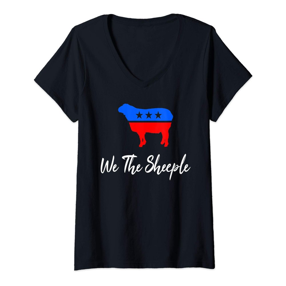 Womens We The Sheeple Funny Political V-Neck T-Shirt