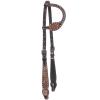 Circle Y White Daisy Filigree Tooling Durable Versatile Western Horse Size Standard Cheek One Ear Headstall | 36" - 43" Headstall Working Length view 1