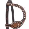 Circle Y White Daisy Filigree Tooling Durable Versatile Western Horse Size Standard Cheek One Ear Headstall | 36" - 43" Headstall Working Length view 2