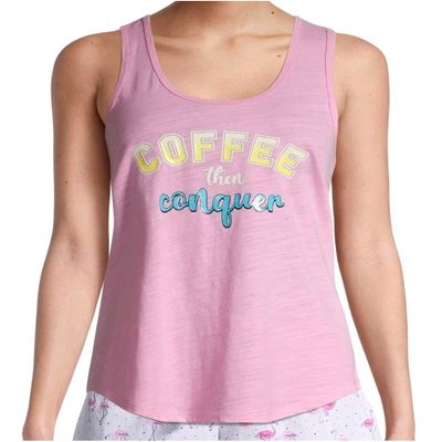 Coffee Then Conquer Strawberry Cream Sleep Tank Top - Medium