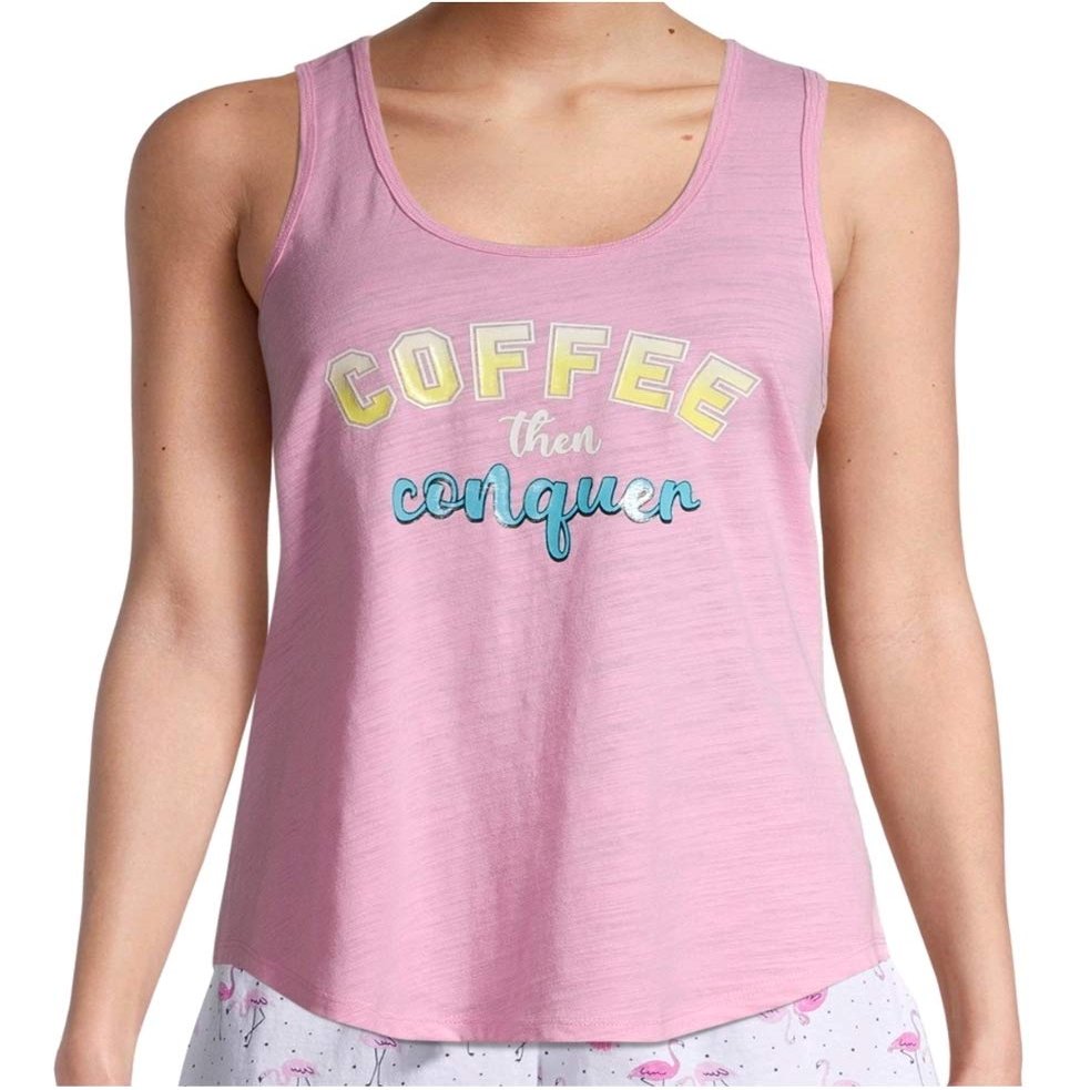 Coffee Then Conquer Strawberry Cream Sleep Tank Top - Medium