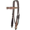 Circle Y White Daisy Filigree Tooling Durable Versatile Western Horse Size Standard Cheek Browband Headstall | 36" - 43" Headstall Working Length view 1