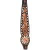Circle Y White Daisy Filigree Tooling Durable Versatile Western Horse Size Standard Cheek Browband Headstall | 36" - 43" Headstall Working Length view 2