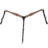 Circle Y White Daisy Filigree Tooling Durable Versatile Western Horse Size Equine Breast Collar with White Buckstitch Lining view 1