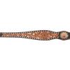 Circle Y White Daisy Filigree Tooling Durable Versatile Western Horse Size Equine Breast Collar with White Buckstitch Lining view 2
