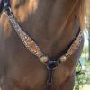 Circle Y White Daisy Filigree Tooling Durable Versatile Western Horse Size Equine Breast Collar with White Buckstitch Lining view 3