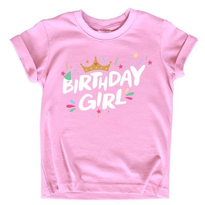 Birthday Girl Shirt Crown 1st First 2nd Two 3rd 4th 5th Toddler Birthday Outfit (Pink, 6 Years)