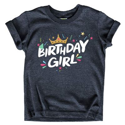 Birthday Girl Shirt Crown 1st First 2nd Two 3rd 4th 5th Toddler Birthday Outfit (Charcoal Black, 6 Years)