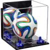 Better Display Cases Acrylic Mini - Miniature (not Full Size) Soccer Ball Display Case with Mirror Case, Dark Blue Risers, Wall Mount and Clear Base (B03/A015) view 1