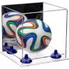 Better Display Cases Acrylic Mini - Miniature (not Full Size) Soccer Ball Display Case with Mirror Case, Dark Blue Risers and Clear Base (B03/A015) view 1