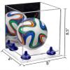 Better Display Cases Acrylic Mini - Miniature (not Full Size) Soccer Ball Display Case with Mirror Case, Dark Blue Risers and Clear Base (B03/A015) view 2