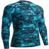 ADOREISM Men's Splice Compression Long Sleeve Rash Guard Surf Swim Shirt UV Sun Protection UPF 50+ (Pixel Green, 3XL) view 2