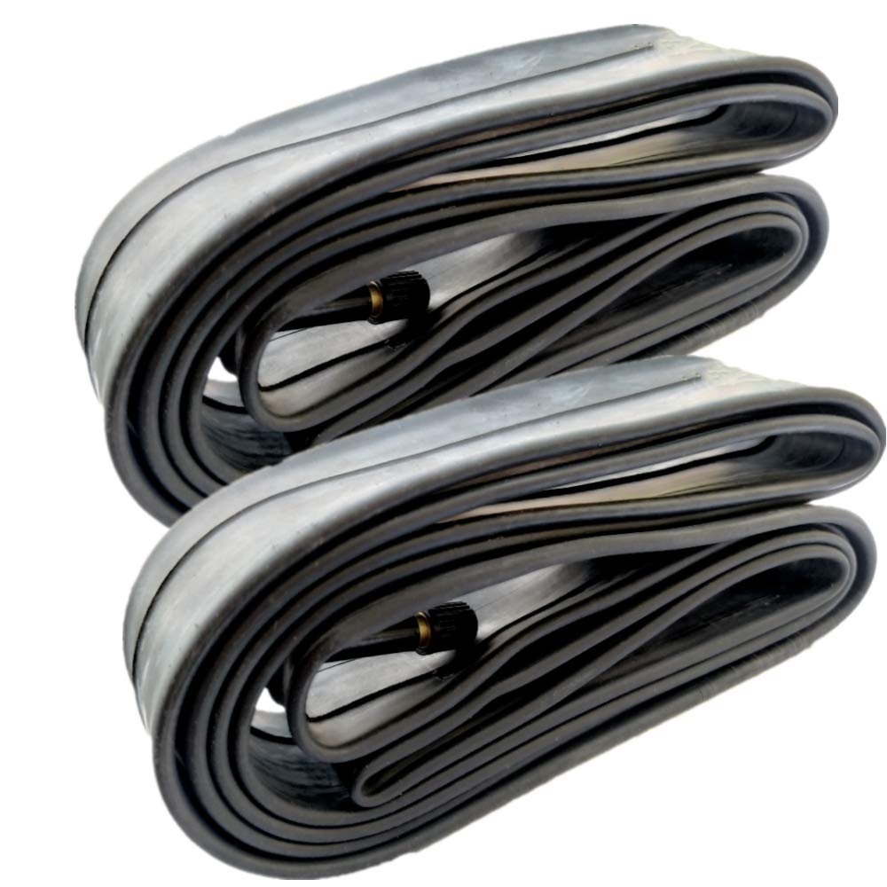 26 x 1.75/2.125 Inner Tubes 2 Pack with Tire Leveler and Round Patches for Bike with 26 Inch Tires. Made of Heavy Duty, Thick Butyl Rubber