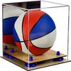 Better Display Cases Acrylic Mini - Miniature (not Full Size) Basketball Display Case - Small Rectangle Box with Mirror Case, Dark Blue Risers and Wood Base 8" x 8" x 8.5" (B03/A015) view 1
