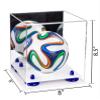 Better Display Cases Acrylic Mini - Miniature (not Full Size) Soccer Ball Display Case with Mirror Case, Dark Blue Risers and White Base (B03/A015) view 2