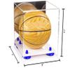 Better Display Cases Acrylic Mini - Miniature (not Full Size) Basketball Display Case - Small Rectangle Box with Mirror Case, Dark Blue Risers and White Base 8" x 8" x 8.5" (B03/A015) view 2