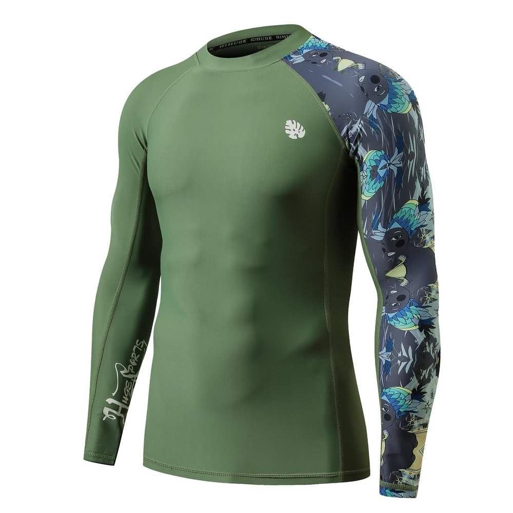 ADOREISM Men's Rash Guard Long Sleeves UPF 50+ Sun Protection Compression Swim Shirts for Men (Aborigines, M)