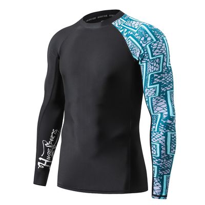 ADOREISM Men's Rash Guard Long Sleeves UPF 50+ Sun Protection Compression Swim Shirts for Men (Zigzag, XL)