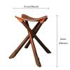 BaiTTang Folding Triangle Stool - Selected First Layer Cowhide + Pure Solid Wood Bracket + Mute Foot Sticker, Handmade Outdoor Hiking Camping Hunting Fishing Chair Tri-Leg Stool (Size : 4-Leg) view 2