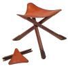 BaiTTang Folding Triangle Stool - Selected First Layer Cowhide + Pure Solid Wood Bracket + Mute Foot Sticker, Handmade Outdoor Hiking Camping Hunting Fishing Chair Tri-Leg Stool (Size : 3-Leg) view 1