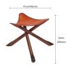 BaiTTang Folding Triangle Stool - Selected First Layer Cowhide + Pure Solid Wood Bracket + Mute Foot Sticker, Handmade Outdoor Hiking Camping Hunting Fishing Chair Tri-Leg Stool (Size : 3-Leg) view 3