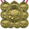 10 Pack Golf Gold Medals Trophy Award with Neck Ribbons WAMG-926 view 1
