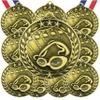10 Pack Swimming Gold Medals Trophy Award with Neck Ribbons WAMG-970 view 1