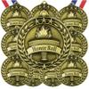 10 Pack Honor Roll Gold Medals Trophy Award with Neck Ribbons WAMG-998 view 1