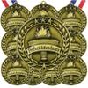 10 Pack Perfect Attendance Gold Medals Trophy Award with Neck Ribbons WAMG-999 view 1
