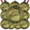 10 Pack Archery Gold Medals Trophy Award with Neck Ribbons WAMG-933 view 1