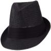Ashen Fane Kid's Paper Straw with Black Band Fedora Hat, Black view 1