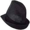 Ashen Fane Kid's Paper Straw with Black Band Fedora Hat, Black view 2