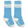 juDanzy 2 Pack Knee High Triple Stripe Sporty Tube Socks for Boys and Girls (Columbia Blue, 4_years) view 1
