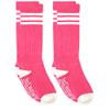 juDanzy 2 Pack Knee High Stripe Sporty Tube Socks for Boys and Girls (Hot Pink, 6-10 years) view 1