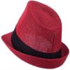 Ashen Fane Kid's Paper Straw with Black Band Fedora Hat, Red view 2