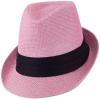 Ashen Fane Kid's Paper Straw with Black Band Fedora Hat, Pink view 1
