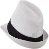 Ashen Fane Kid's Paper Straw with Black Band Fedora Hat, White view 2