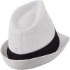 Ashen Fane Kid's Paper Straw with Black Band Fedora Hat, White view 3